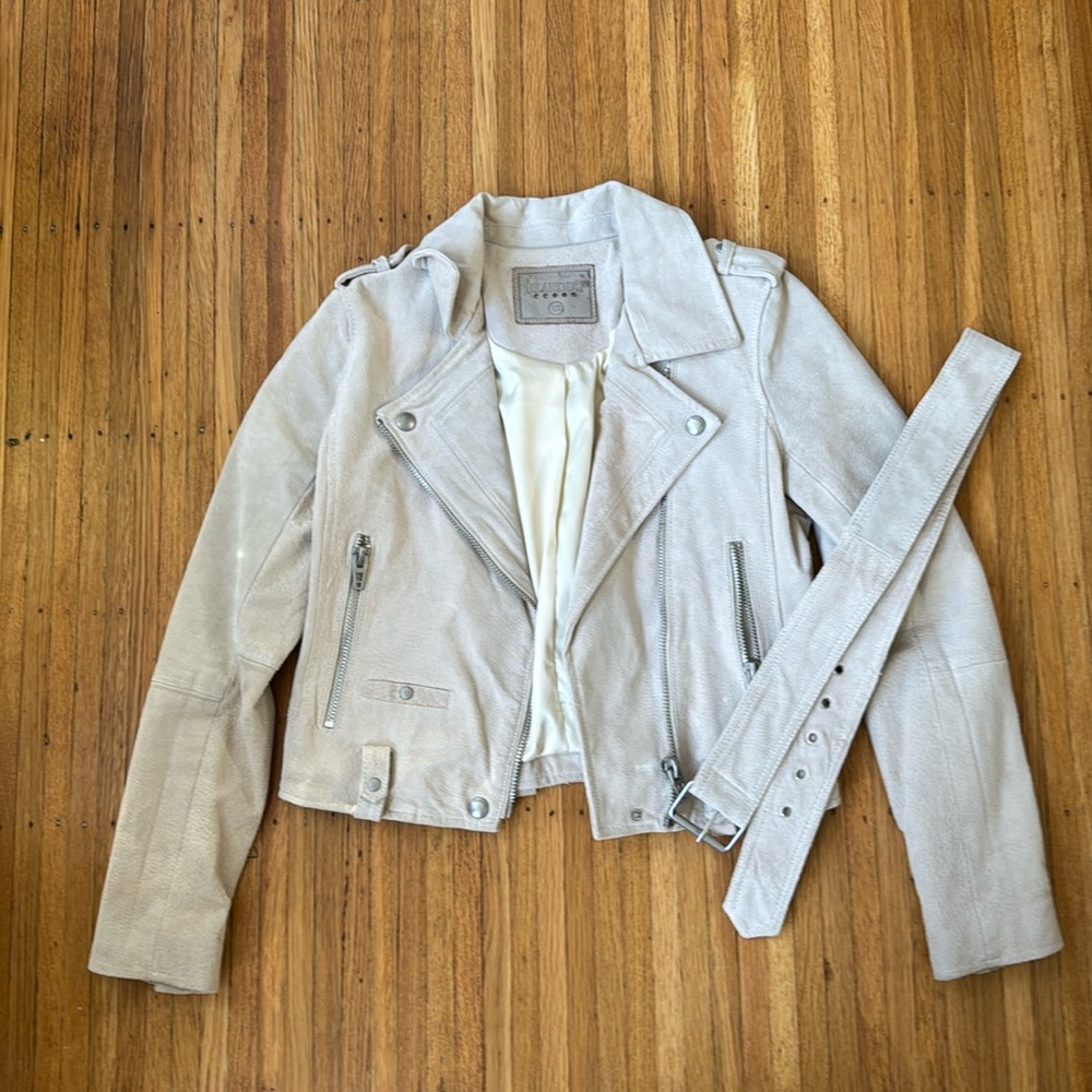 Blank NYC Beige Suede Leather Jacket XS